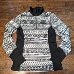 Swix Women's Black & White Patterned Quarter Zip Pullover Midlayer Size Small